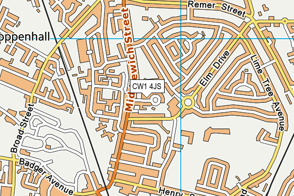 CW1 4JS map - OS VectorMap District (Ordnance Survey)