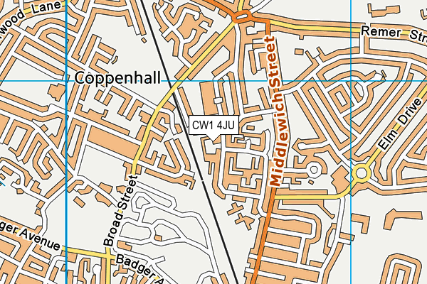 CW1 4JU map - OS VectorMap District (Ordnance Survey)