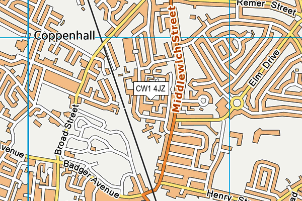 CW1 4JZ map - OS VectorMap District (Ordnance Survey)