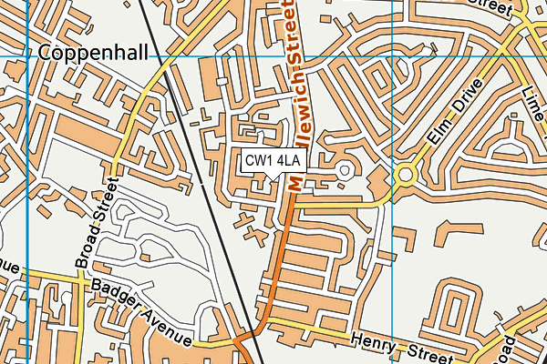 CW1 4LA map - OS VectorMap District (Ordnance Survey)