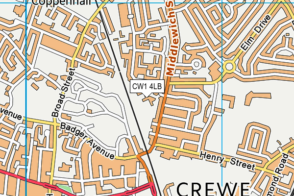 CW1 4LB map - OS VectorMap District (Ordnance Survey)