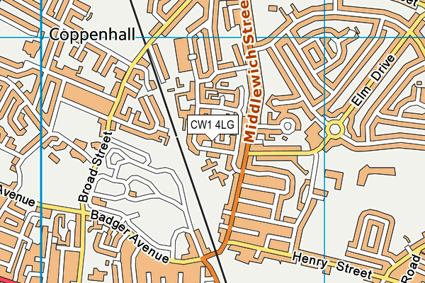 CW1 4LG map - OS VectorMap District (Ordnance Survey)