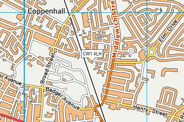 CW1 4LH map - OS VectorMap District (Ordnance Survey)