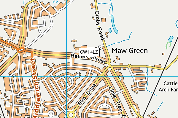 CW1 4LZ map - OS VectorMap District (Ordnance Survey)