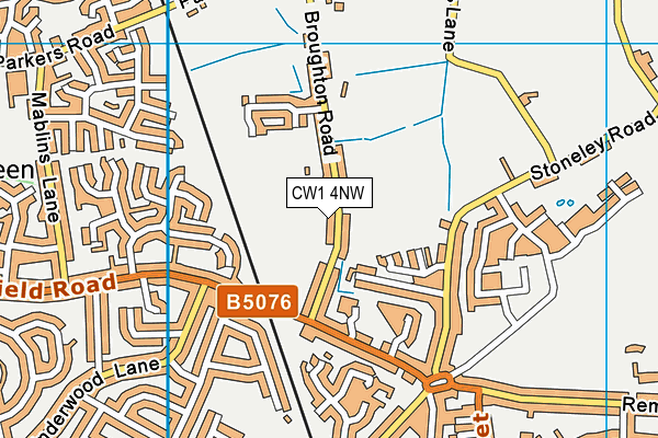 CW1 4NW map - OS VectorMap District (Ordnance Survey)