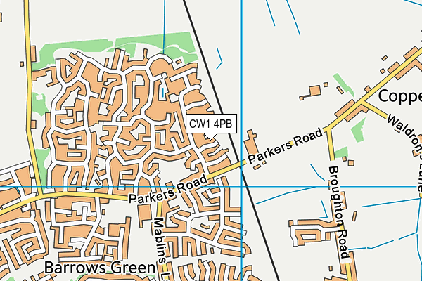CW1 4PB map - OS VectorMap District (Ordnance Survey)
