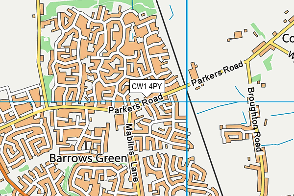 CW1 4PY map - OS VectorMap District (Ordnance Survey)