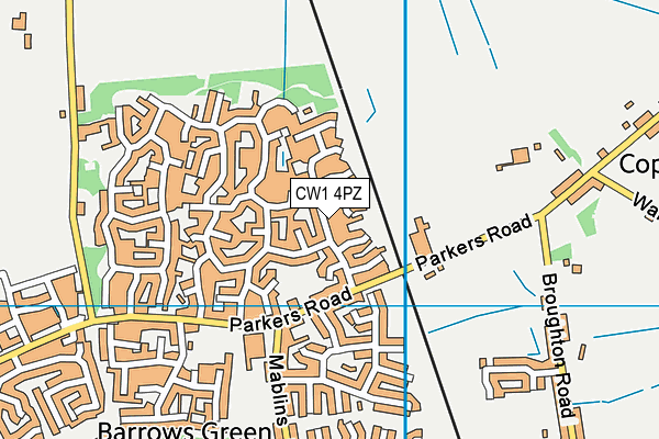 CW1 4PZ map - OS VectorMap District (Ordnance Survey)