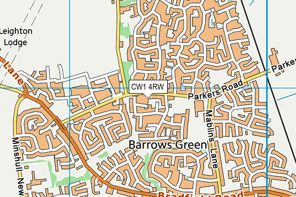 CW1 4RW map - OS VectorMap District (Ordnance Survey)