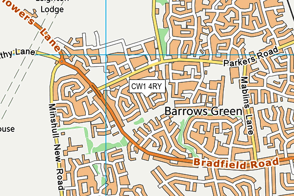 CW1 4RY map - OS VectorMap District (Ordnance Survey)