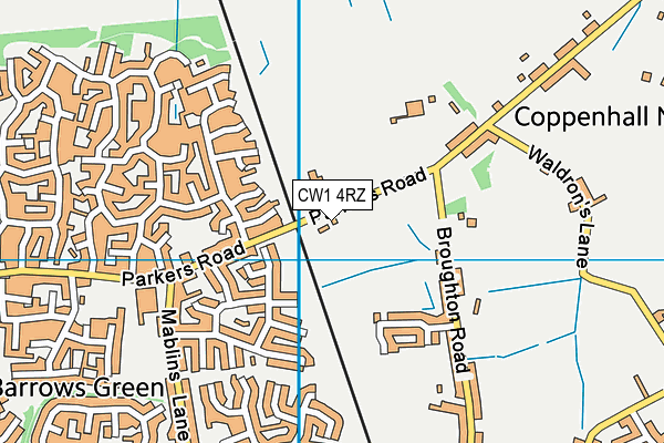 CW1 4RZ map - OS VectorMap District (Ordnance Survey)