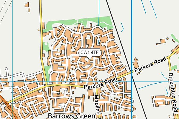 CW1 4TF map - OS VectorMap District (Ordnance Survey)