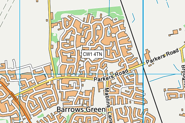CW1 4TN map - OS VectorMap District (Ordnance Survey)