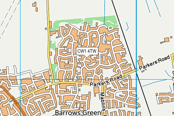 CW1 4TW map - OS VectorMap District (Ordnance Survey)