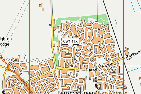 CW1 4TX map - OS VectorMap District (Ordnance Survey)