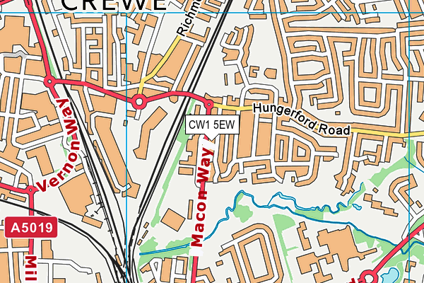 CW1 5EW map - OS VectorMap District (Ordnance Survey)