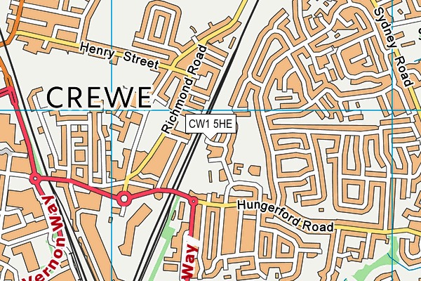 CW1 5HE map - OS VectorMap District (Ordnance Survey)