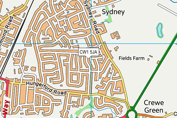 CW1 5JA map - OS VectorMap District (Ordnance Survey)