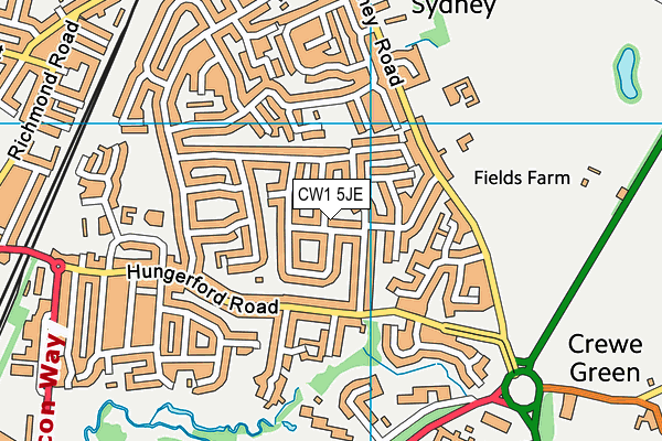 CW1 5JE map - OS VectorMap District (Ordnance Survey)