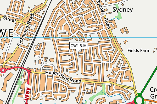 CW1 5JH map - OS VectorMap District (Ordnance Survey)