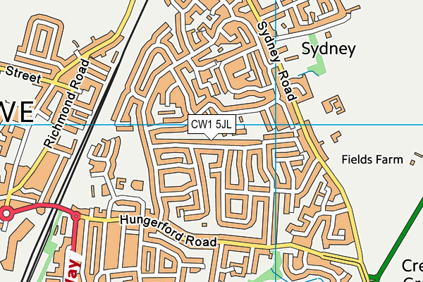 CW1 5JL map - OS VectorMap District (Ordnance Survey)