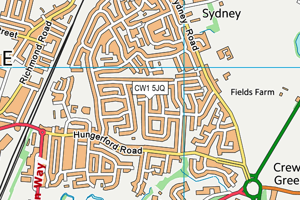 CW1 5JQ map - OS VectorMap District (Ordnance Survey)