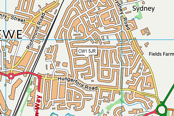 CW1 5JR map - OS VectorMap District (Ordnance Survey)