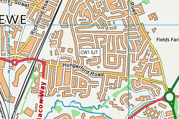 CW1 5JT map - OS VectorMap District (Ordnance Survey)