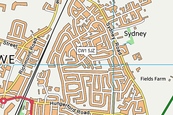 CW1 5JZ map - OS VectorMap District (Ordnance Survey)