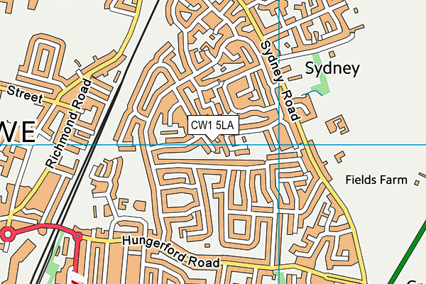 CW1 5LA map - OS VectorMap District (Ordnance Survey)