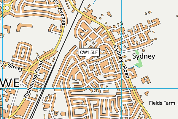 CW1 5LF map - OS VectorMap District (Ordnance Survey)