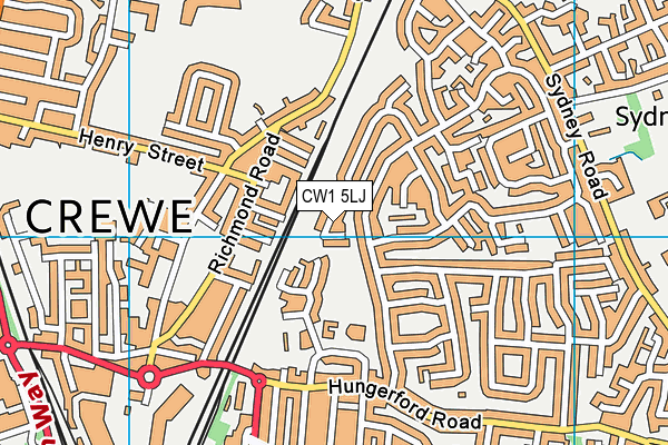 CW1 5LJ map - OS VectorMap District (Ordnance Survey)