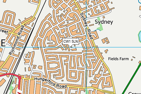 CW1 5LN map - OS VectorMap District (Ordnance Survey)