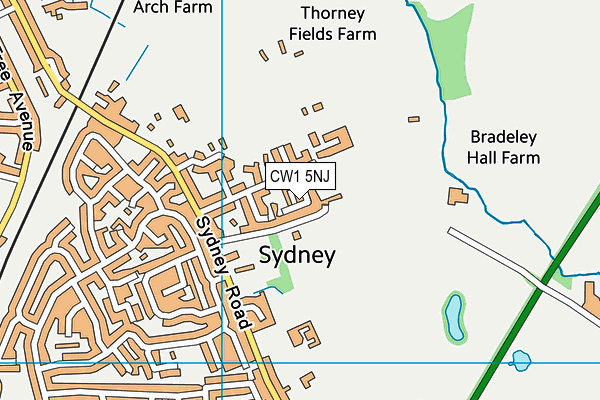 CW1 5NJ map - OS VectorMap District (Ordnance Survey)
