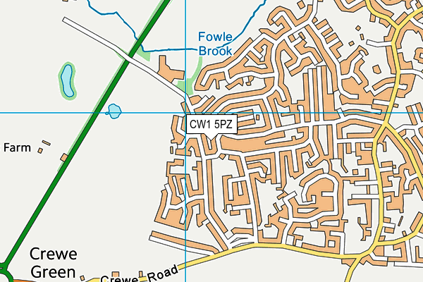 CW1 5PZ map - OS VectorMap District (Ordnance Survey)