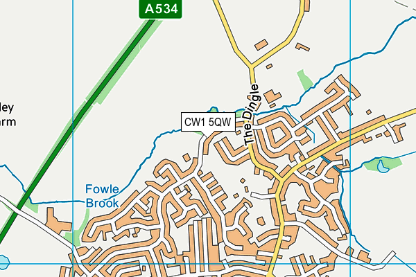 CW1 5QW map - OS VectorMap District (Ordnance Survey)