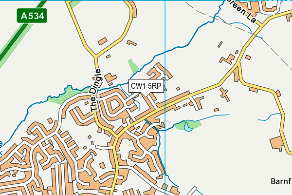 CW1 5RP map - OS VectorMap District (Ordnance Survey)