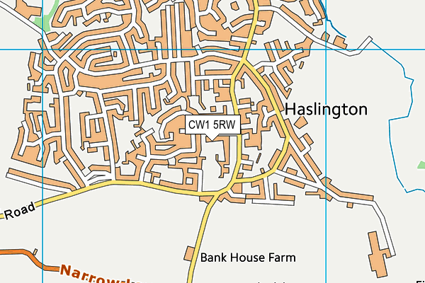 CW1 5RW map - OS VectorMap District (Ordnance Survey)