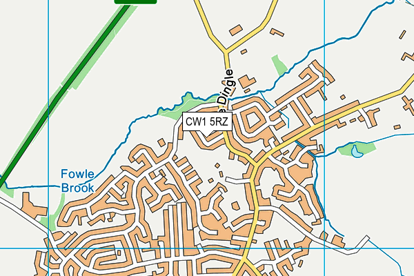 CW1 5RZ map - OS VectorMap District (Ordnance Survey)