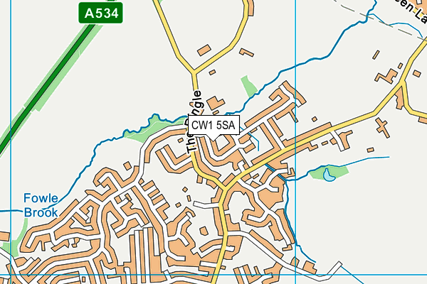 CW1 5SA map - OS VectorMap District (Ordnance Survey)