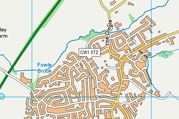 CW1 5TZ map - OS VectorMap District (Ordnance Survey)