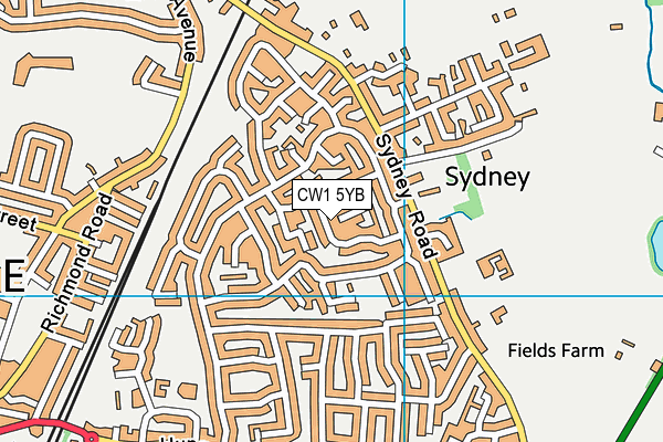 CW1 5YB map - OS VectorMap District (Ordnance Survey)