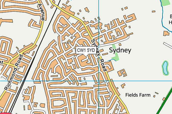 CW1 5YD map - OS VectorMap District (Ordnance Survey)
