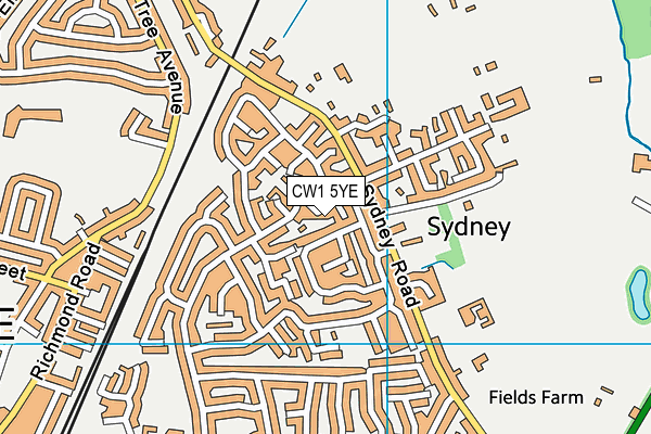 CW1 5YE map - OS VectorMap District (Ordnance Survey)