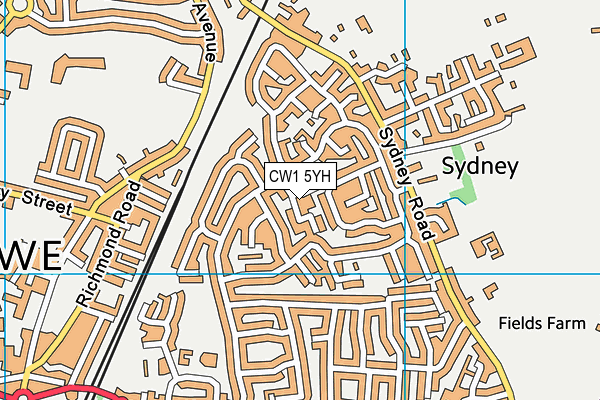 CW1 5YH map - OS VectorMap District (Ordnance Survey)