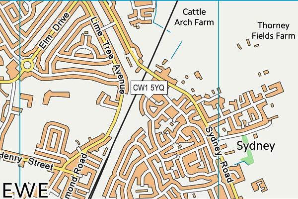 CW1 5YQ map - OS VectorMap District (Ordnance Survey)
