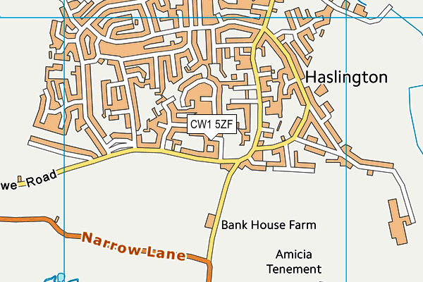 CW1 5ZF map - OS VectorMap District (Ordnance Survey)