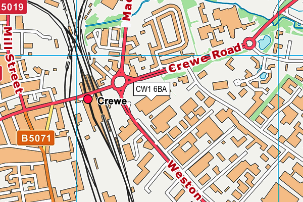 CW1 6BA map - OS VectorMap District (Ordnance Survey)