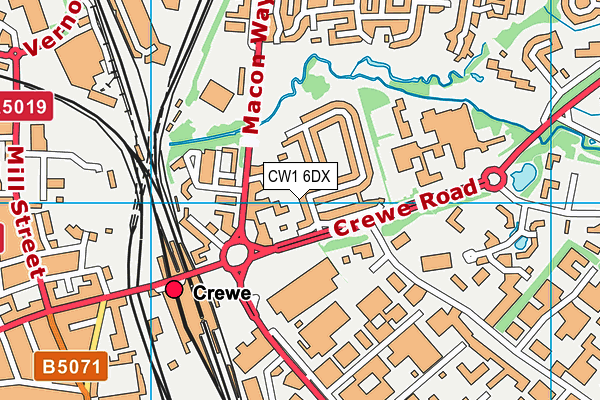 CW1 6DX map - OS VectorMap District (Ordnance Survey)