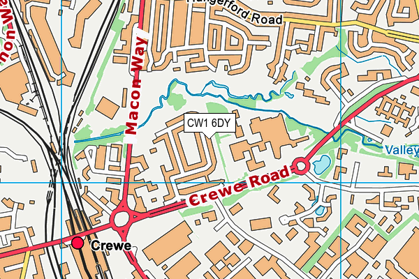 CW1 6DY map - OS VectorMap District (Ordnance Survey)